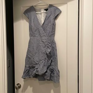 Gingham faux wrap dress